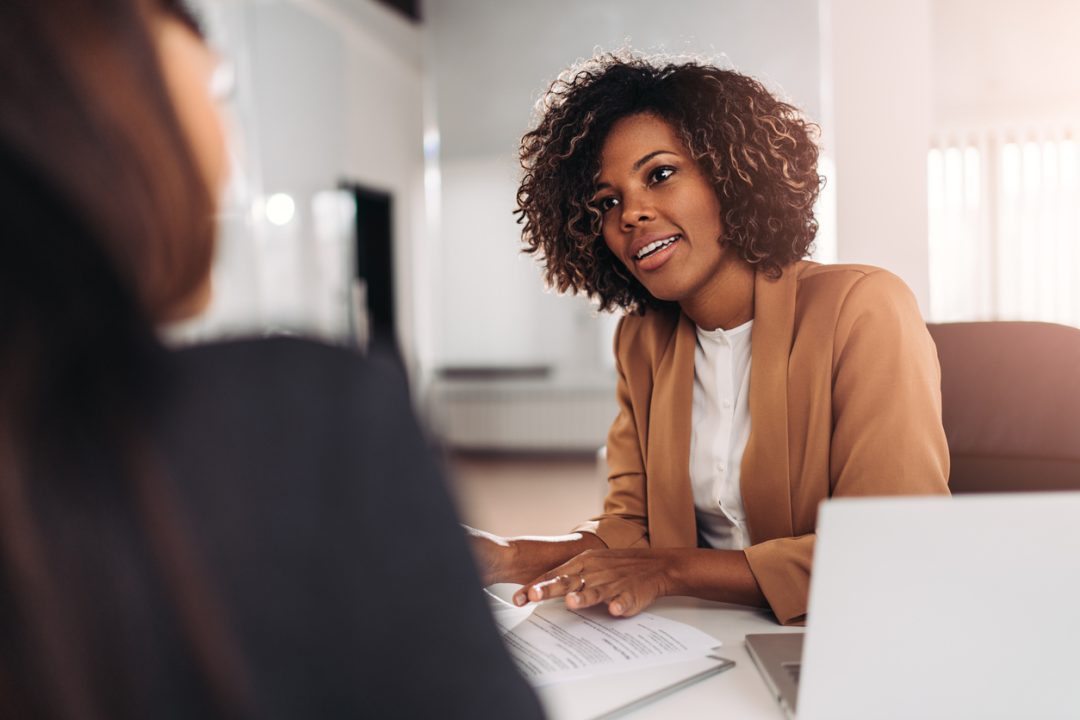Young woman doing a job interview Question Image