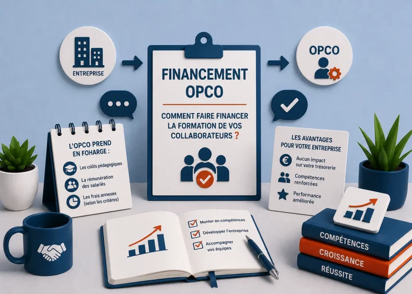 Illustration du financement OPCO permettant de financer la formation en anglais des collaborateurs d'une entreprise.